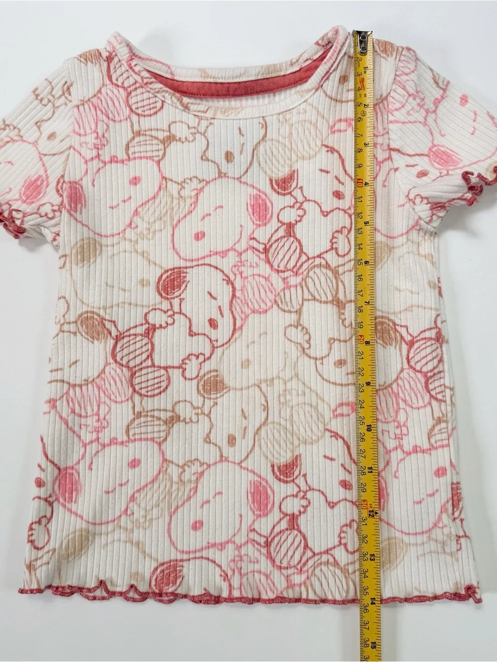 Peanuts Snoopy Ribbed 2 Piece Top And Shorts Pajama Set Girl’s 3T Lettuce Trim